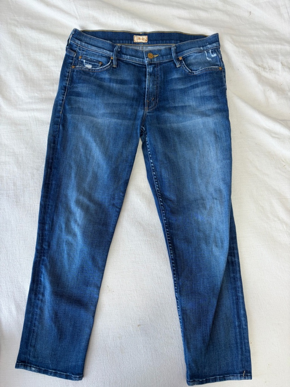 MOTHER Midwash Straight-Leg Jeans in Blue